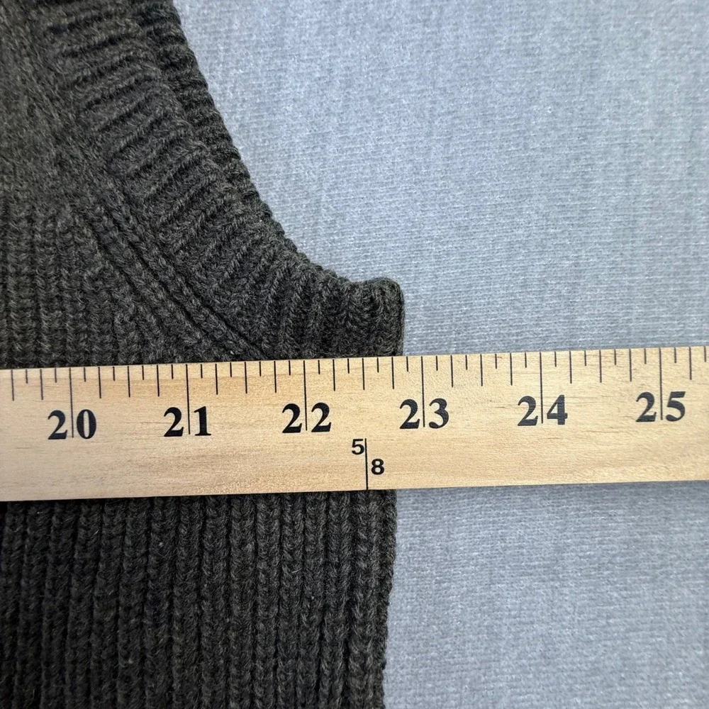 LL Bean Mens XL Merino Lambswool Full Zip Sweater Vest Olive Green 245457 Ribbed